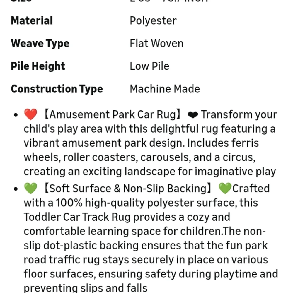 Colorful Children's Play Mat with Fun Design 59 × 78.7 In (approx. 5x7) NWT - Picture 9 of 9